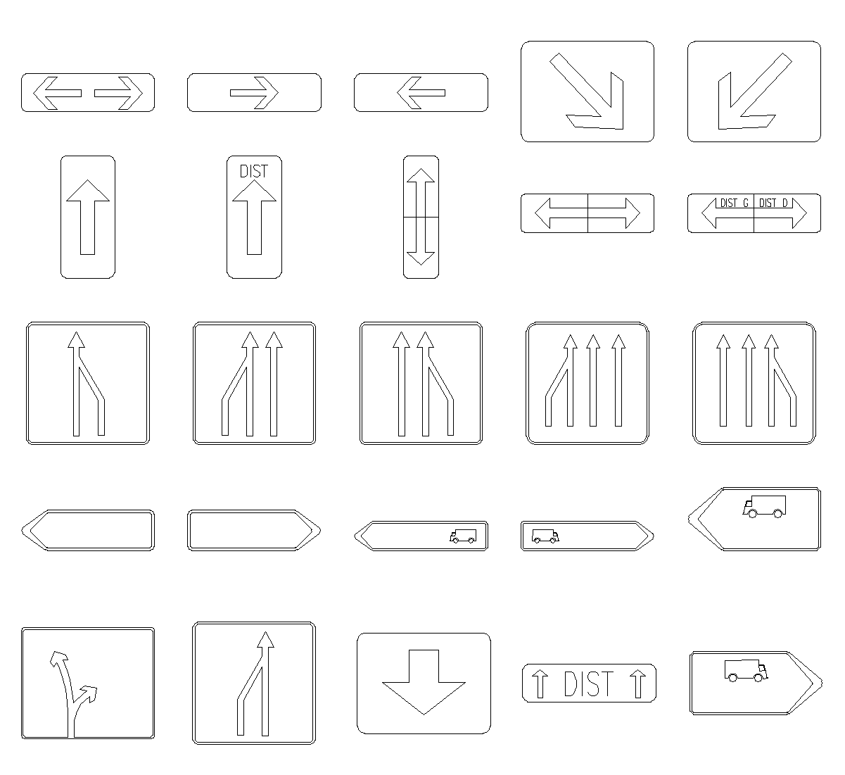 Car Maintenance Sign Direction, lane-allocation and vehicle-routing signs DWG CAD Block