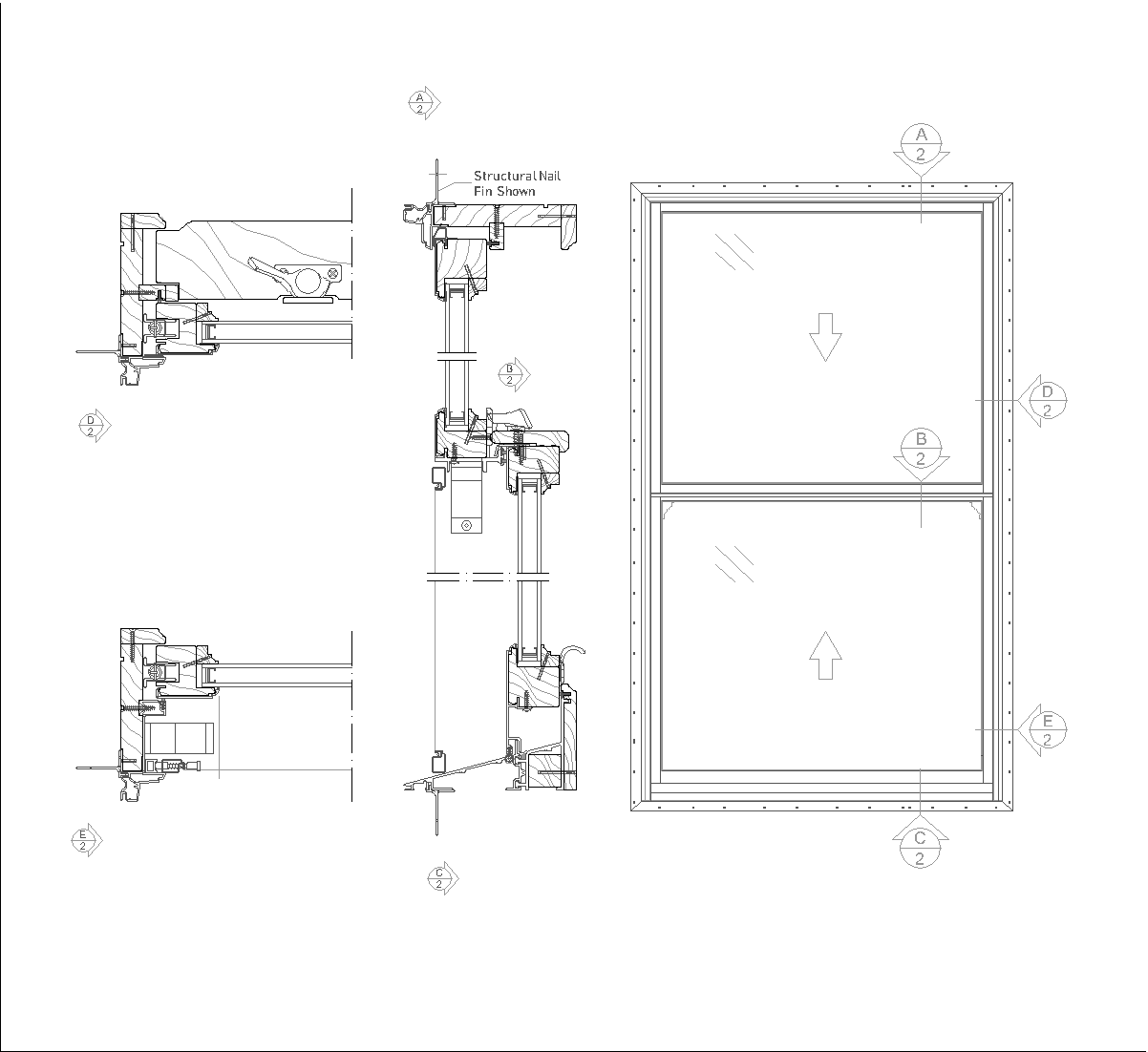Wood and aluminum sash window DWG CAD Detail Free Download