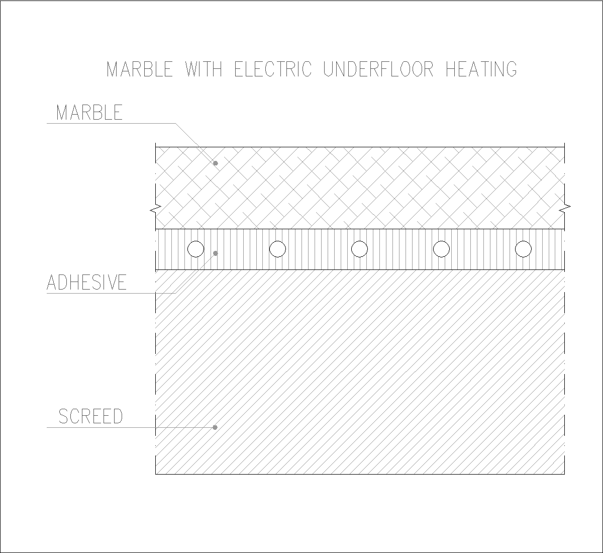 Marble floor with underfloor heating DWG CAD Detail Download